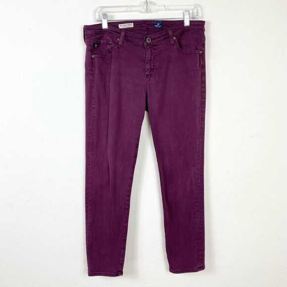 AG Adriano Goldschmied Purple Stevie Ankle Cropped Slim Straight Jeans Size 32 - Picture 2 of 7